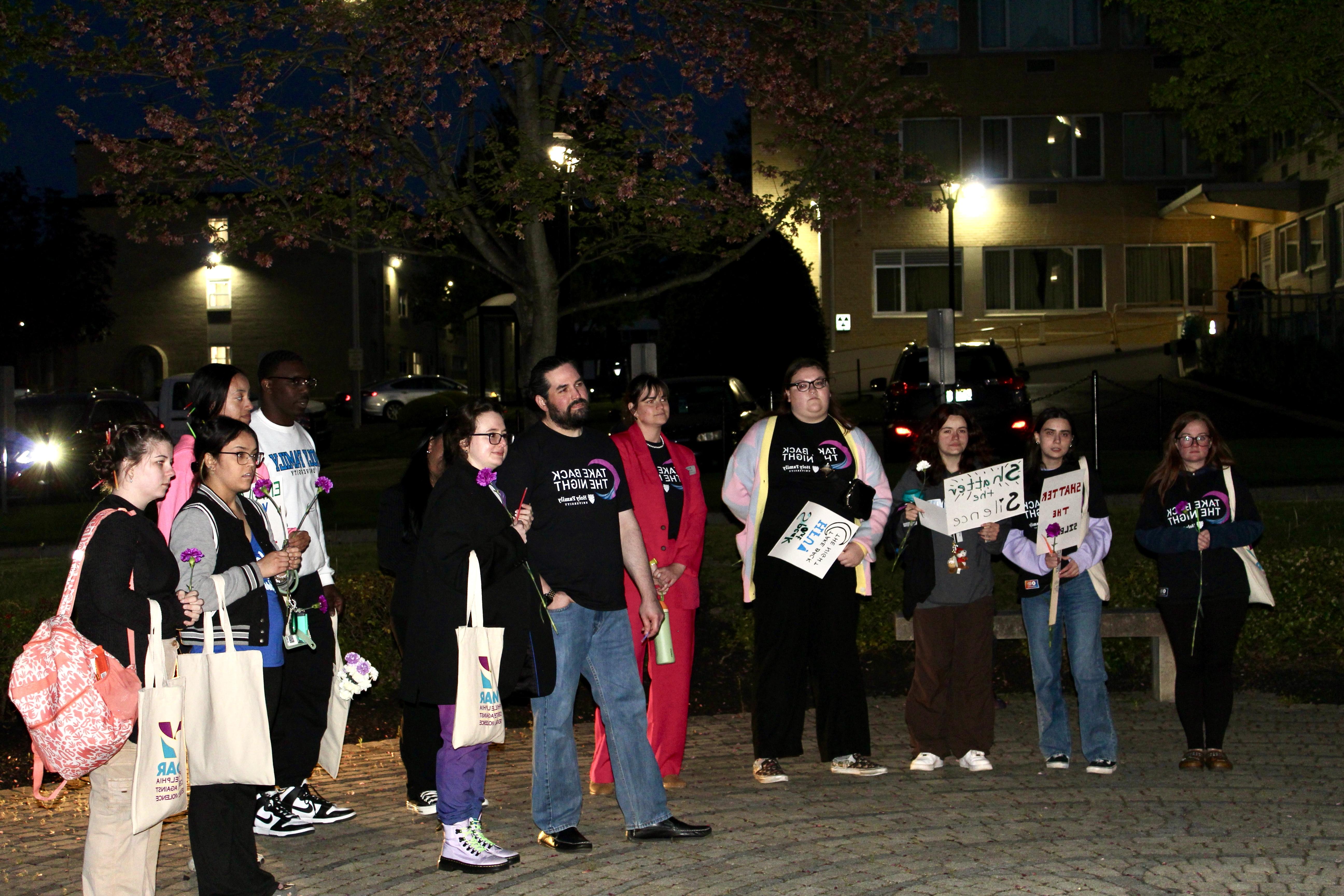 Members of campus community at Holy Family University’s 'Take Back the Night' event